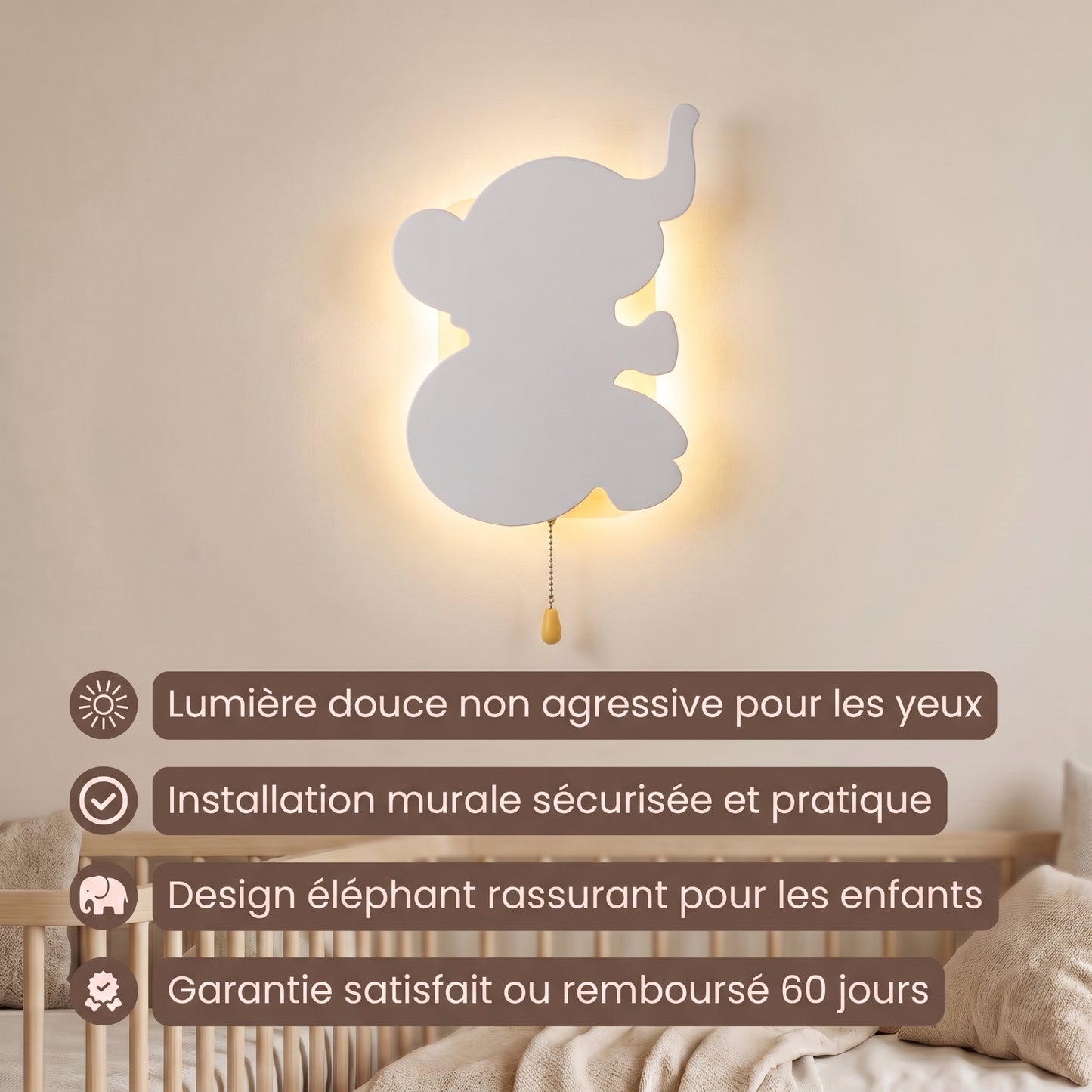 Nino Éléphant™XL – Veilleuse Murale LED
