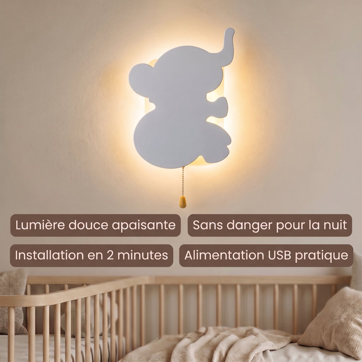 Nino Éléphant™XL – Veilleuse Murale LED