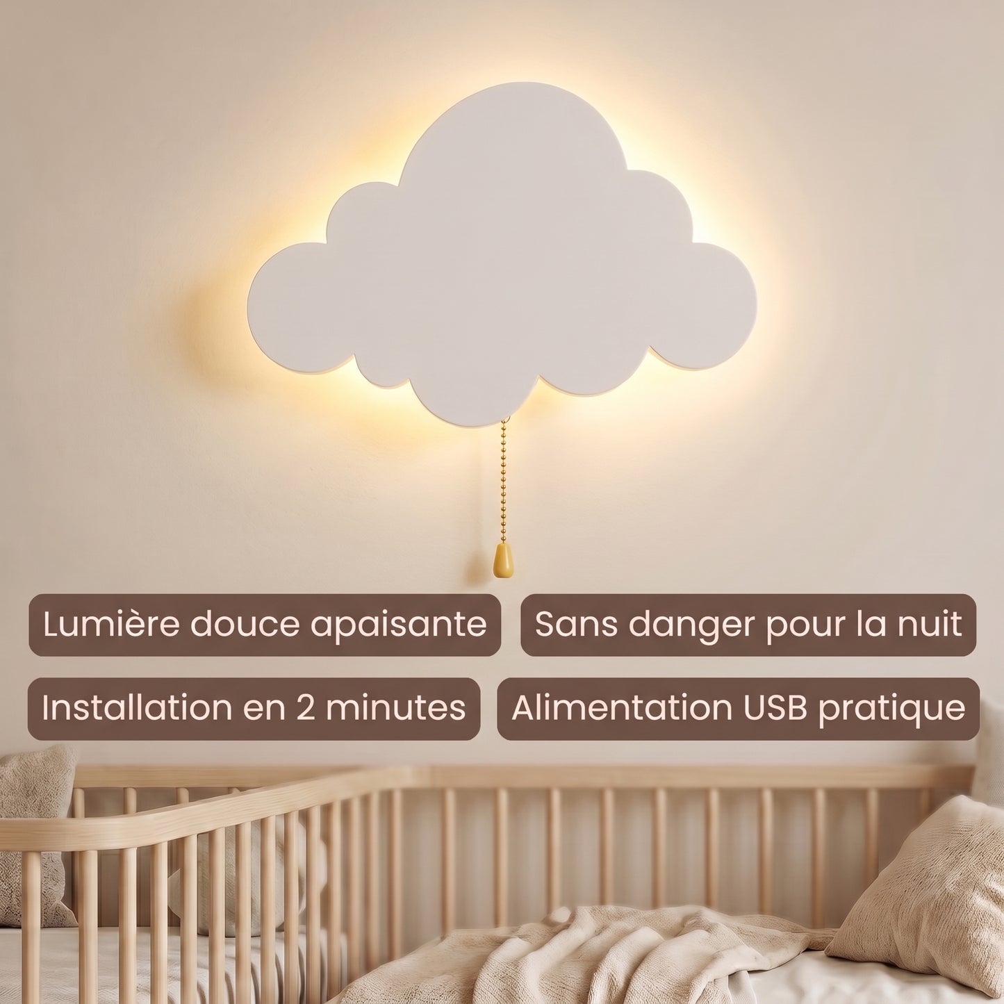 Nino Nuage™– Veilleuse Murale LED